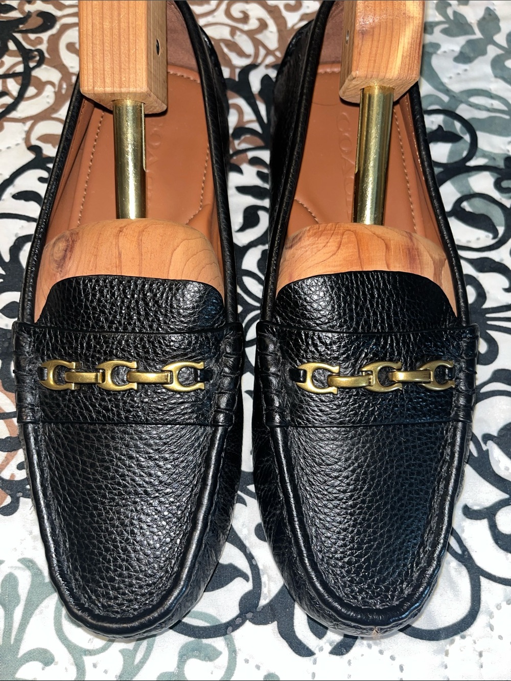 Coach Black Pebble Leather Crosby Driving Loafer